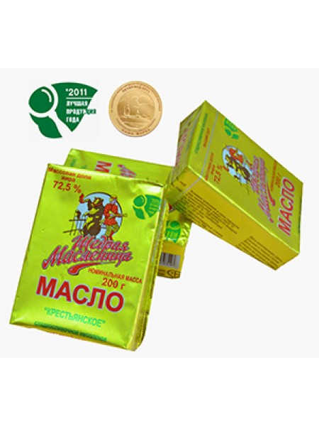 Масло Щедрая Масленица Крестьянское 72,5% 200гр*50шт Пружаны Масло Щедрая Масленица Крестьянское 72,5% 200гр*50шт Пружаны